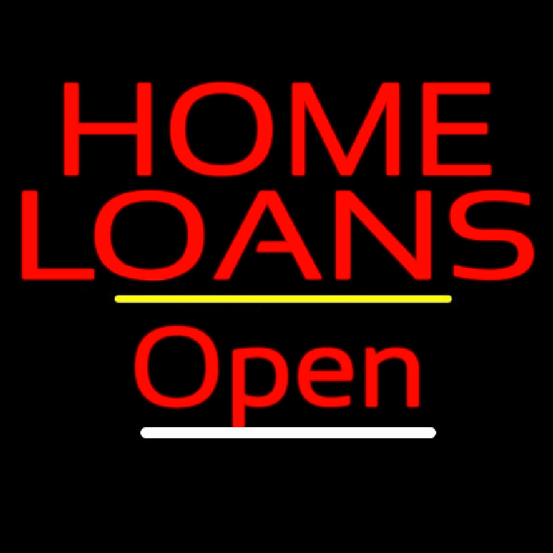 Custom Home Loans Open Yellow Line Neon Sign USA