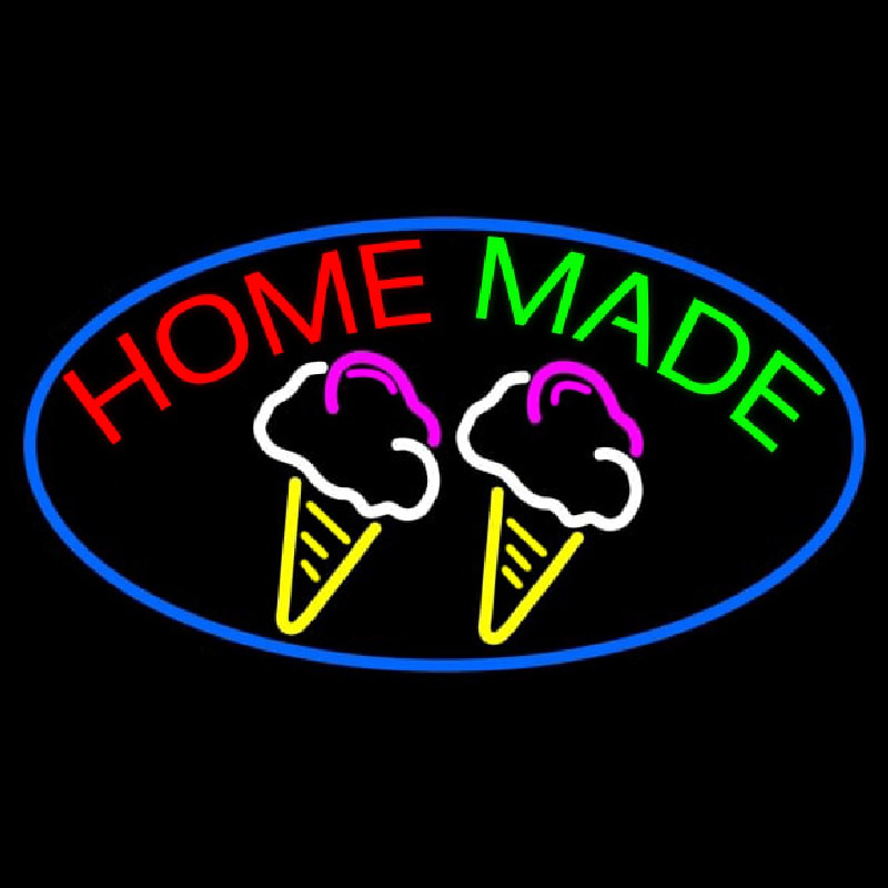 Custom Home Made Ice Cream Cone Neon Sign USA