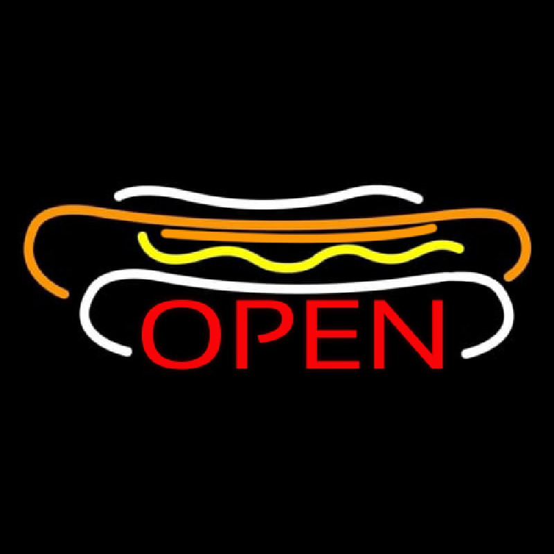 Custom Hot Dogs Open Neon Sign USA