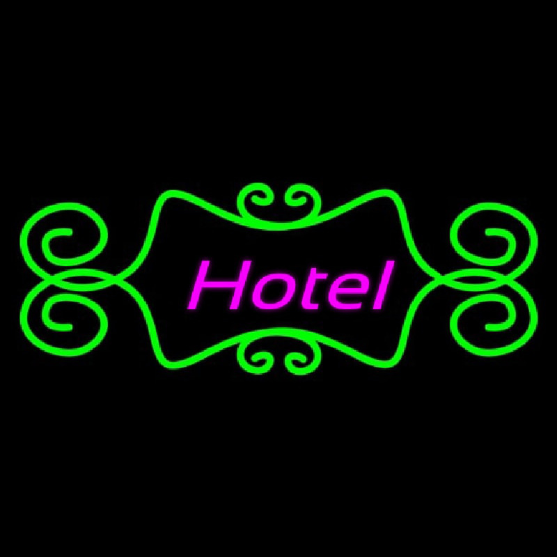 Custom Hotel With Green Art Border Neon Sign USA