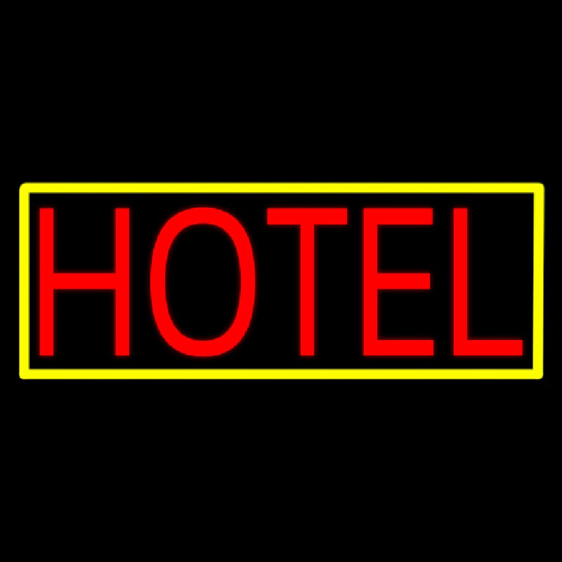 Custom Hotel With Yellow Border Neon Sign USA