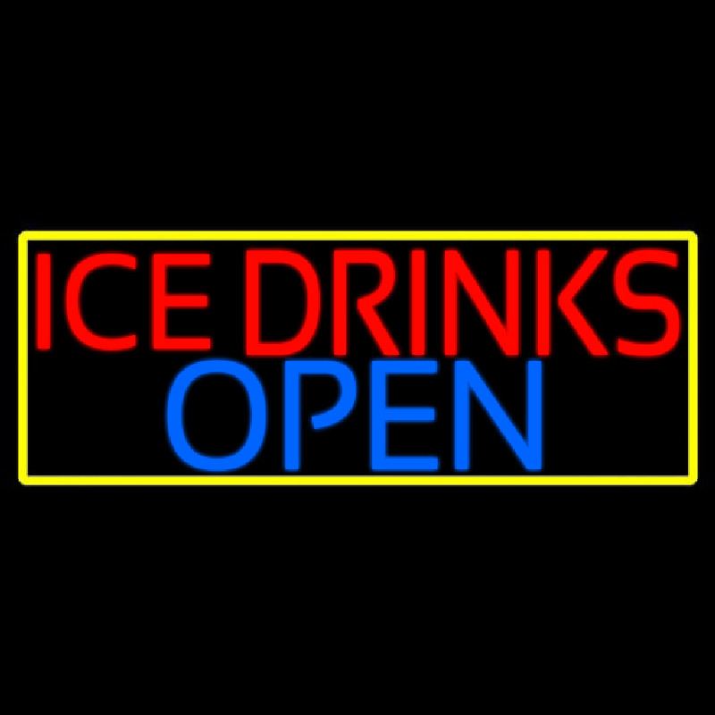 Custom Ice Cold Drinks Open Neon Sign USA