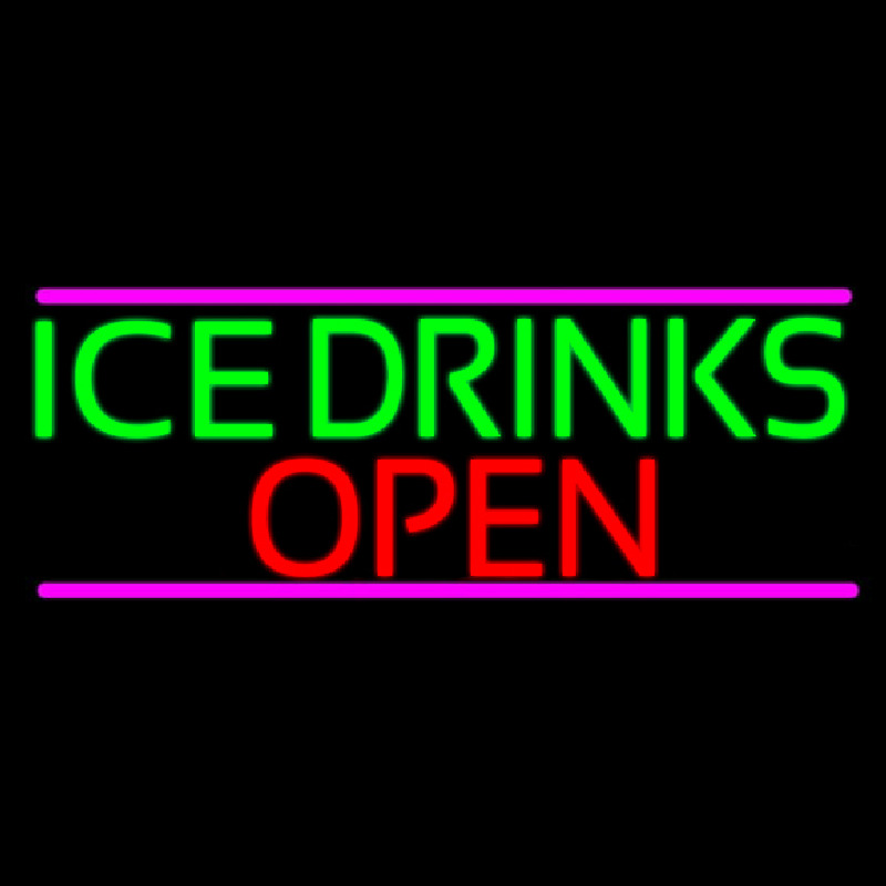 Custom Ice Cold Drinks Open Neon Sign USA