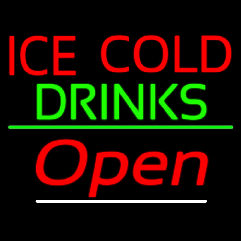 Custom Ice Cold Drinks Red Open Neon Sign USA