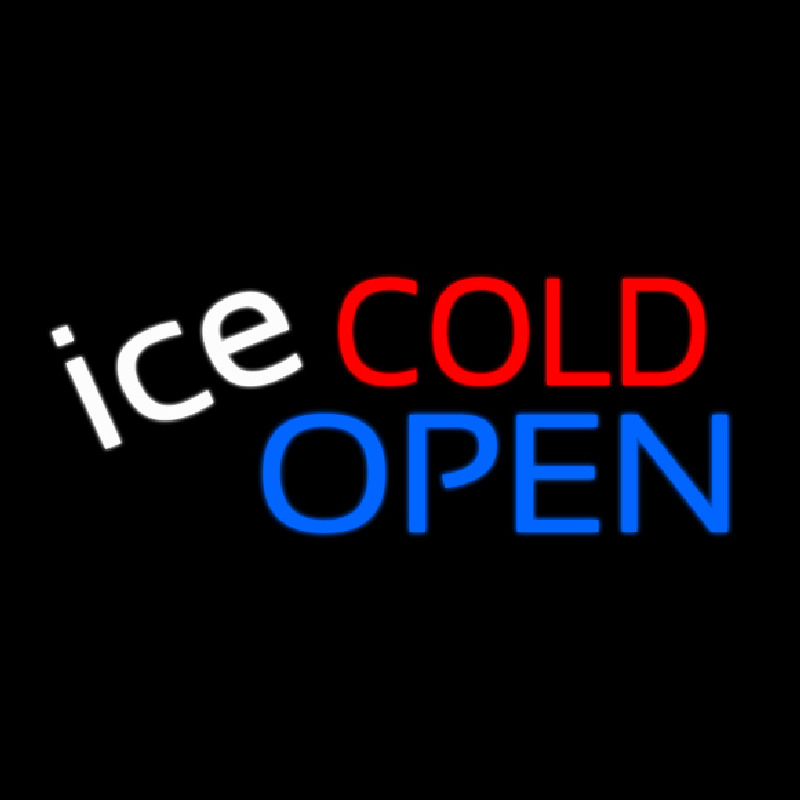 Custom Ice Cold Drinks Red Open Neon Sign USA