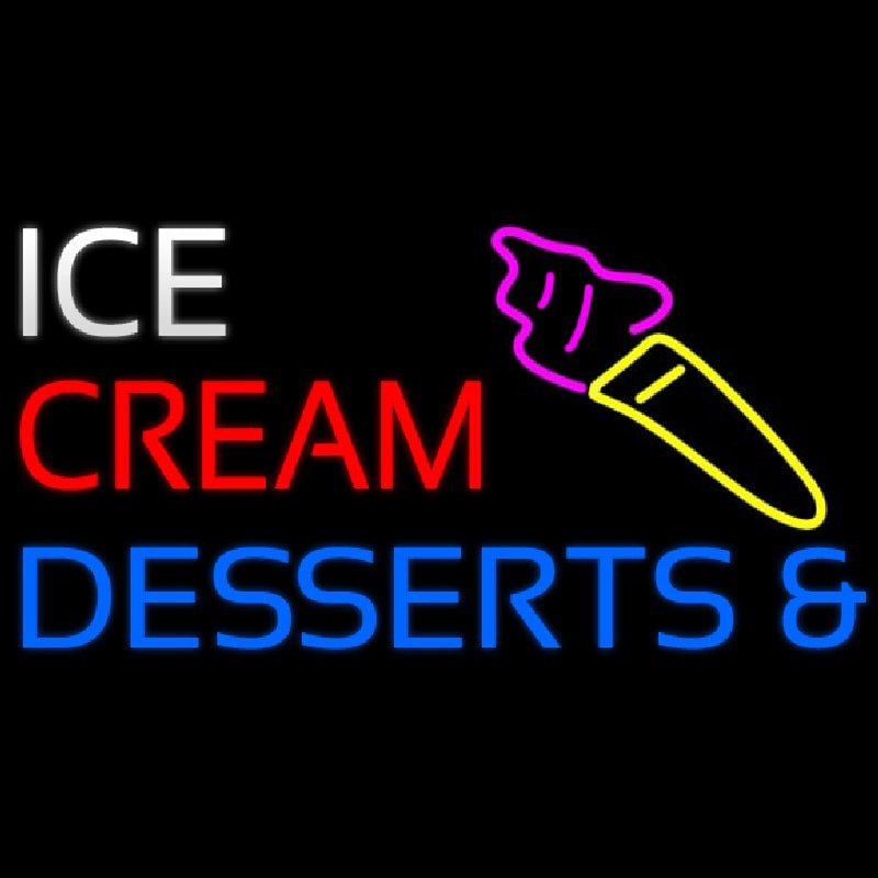 Custom Ice Cream And Desserts Neon Sign USA