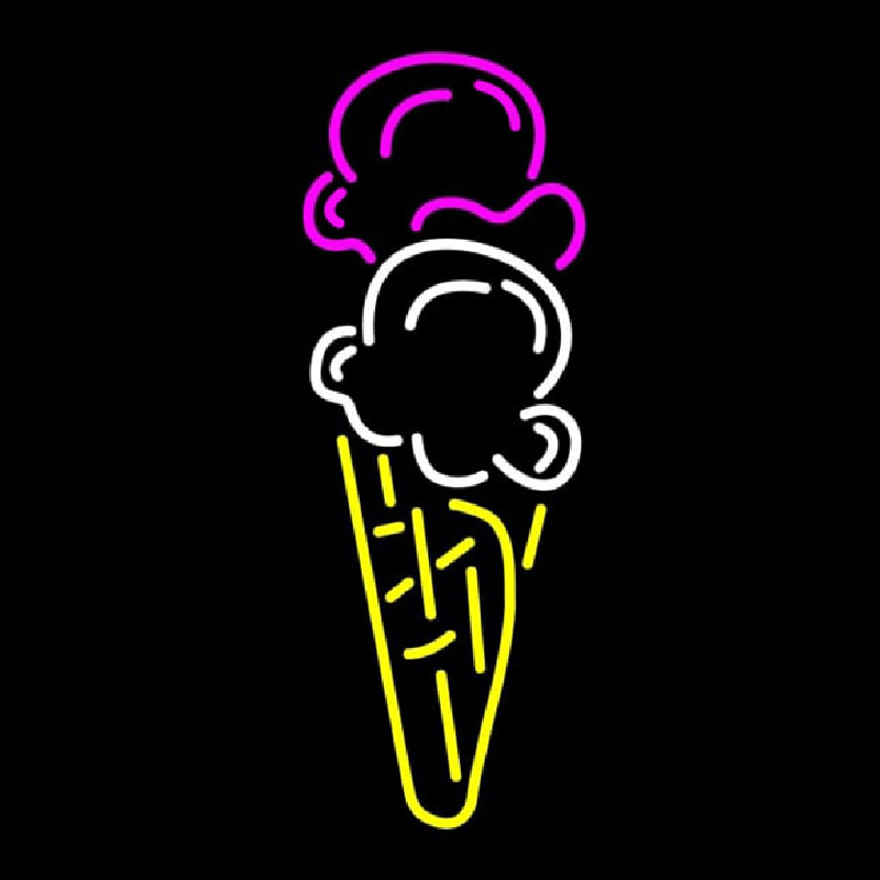 Custom Ice Cream Cone Double Scoop Logo Neon Sign USA