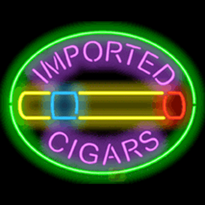 Custom Imported Cigars with Graphic Neon Sign USA