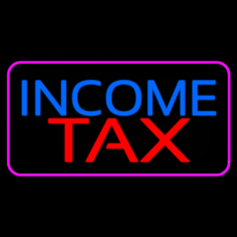 Custom Income Tax Pink Border Neon Sign USA