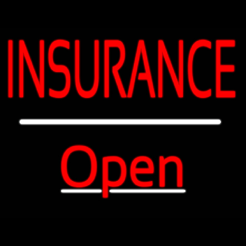 Custom Insurance Open White Line Neon Sign USA