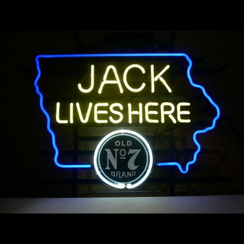 Custom Jack Daniels Jack Lives Here IOWA Whiskey Neon Sign USA