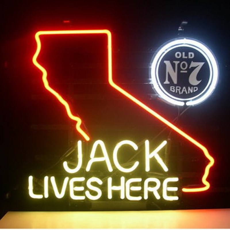 Custom Jack Daniels Lives Here California Old #7 Whiskey Neon Sign USA