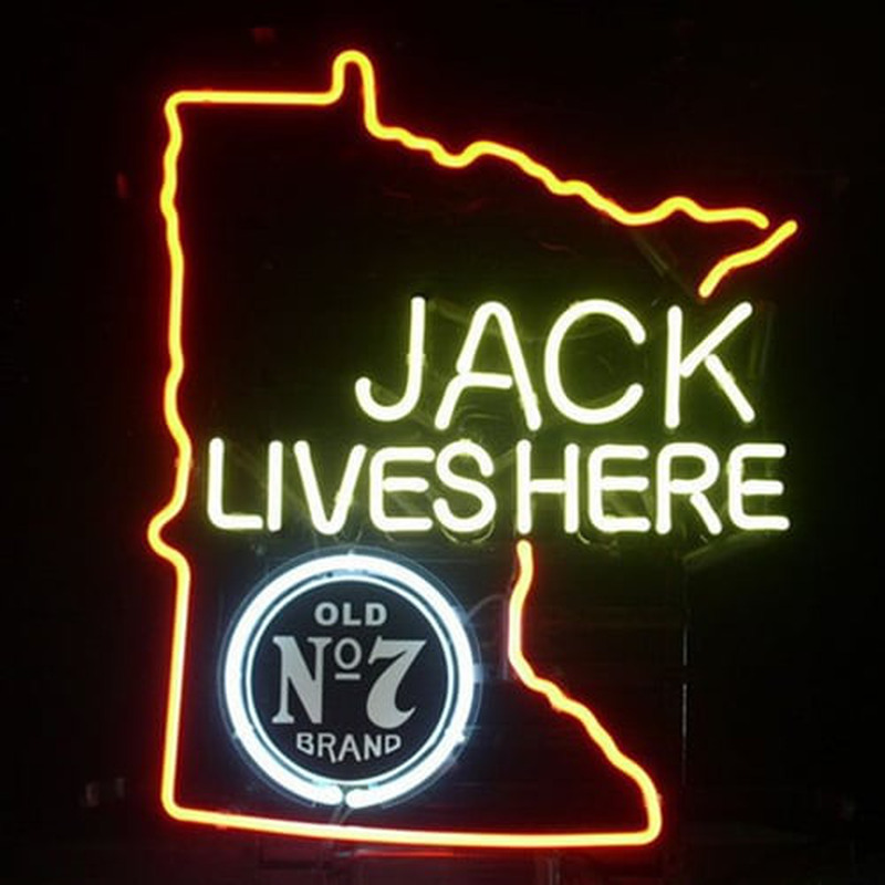 Custom Jack Daniels Lives Here Minnasota Whiskey Neon Sign USA