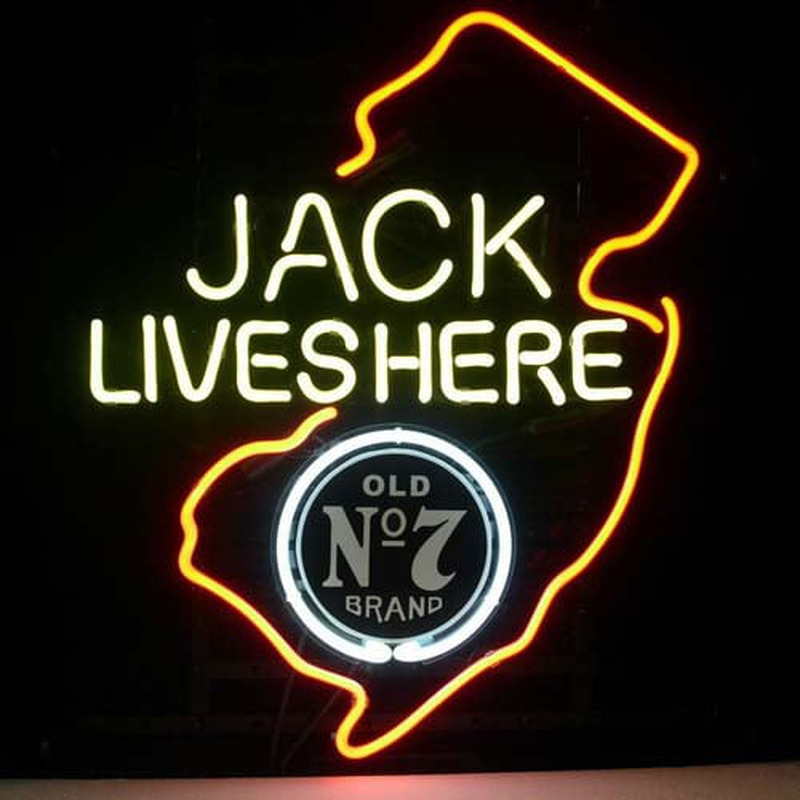 Custom Jack Daniels Lives Here New Jersey Whiskey Neon Sign USA