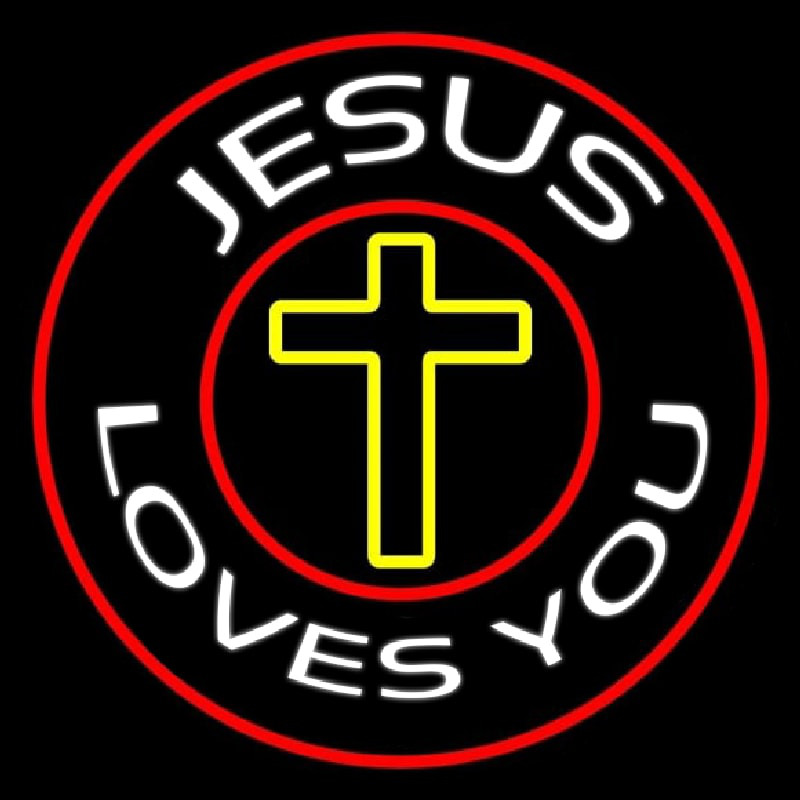 Custom Jesus Loves You With Red Border Neon Sign USA
