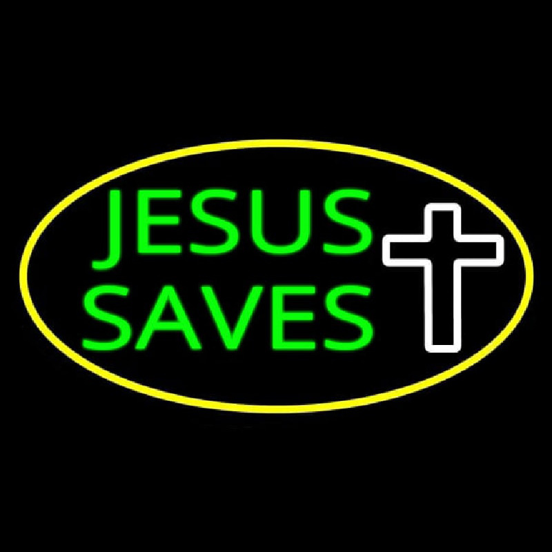 Custom Jesus Saves White Cross With Border Neon Sign USA