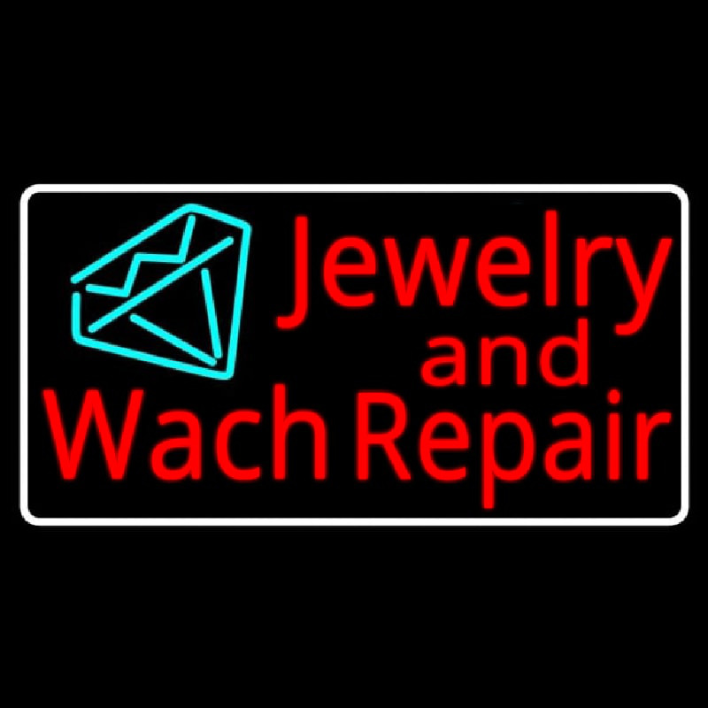 Custom Jewelry And Watch Repair Turquoise Diamond Logo Neon Sign USA