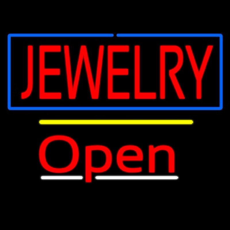 Custom Jewelry Blue Border Open Yellow Line Neon Sign USA