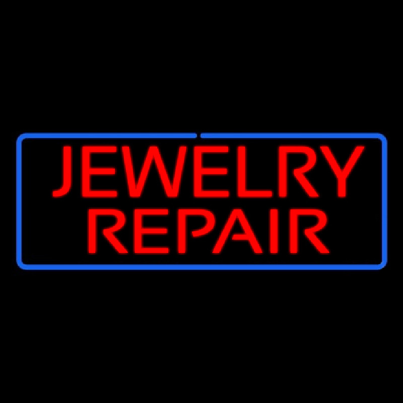 Custom Jewelry Repair Rectangle Blue Neon Sign USA