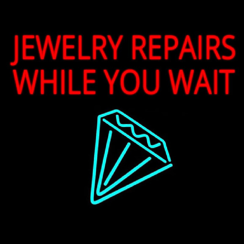 Custom Jewelry Repairs While You Wait Logo Neon Sign USA