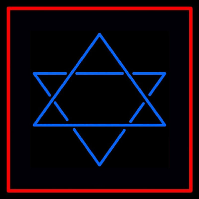 Custom Judaism Star Of David Red Border Neon Sign USA