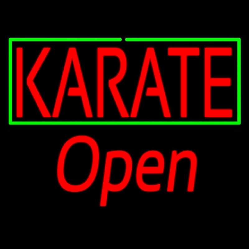 Custom Karate Script1 Open Green Line Neon Sign USA