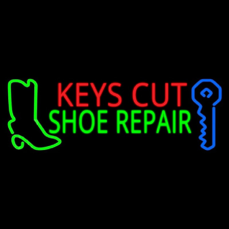 Custom Keys Cut Shoe Repair Neon Sign USA