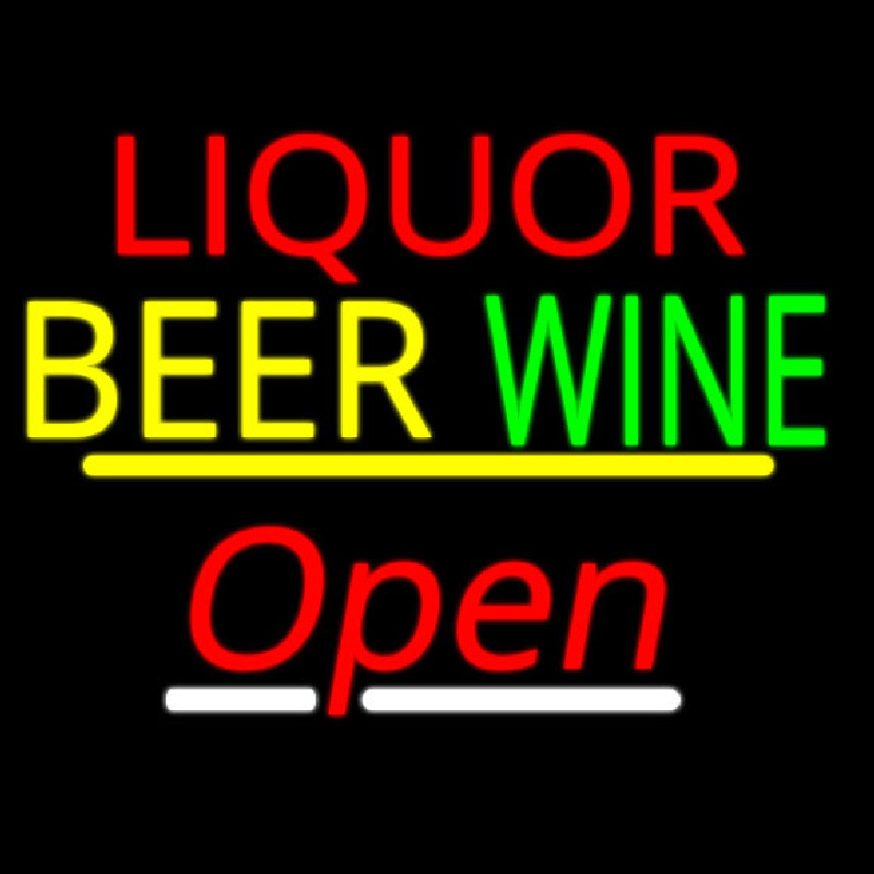 Custom Liquor Beer Wine Open Yellow Line Neon Sign USA