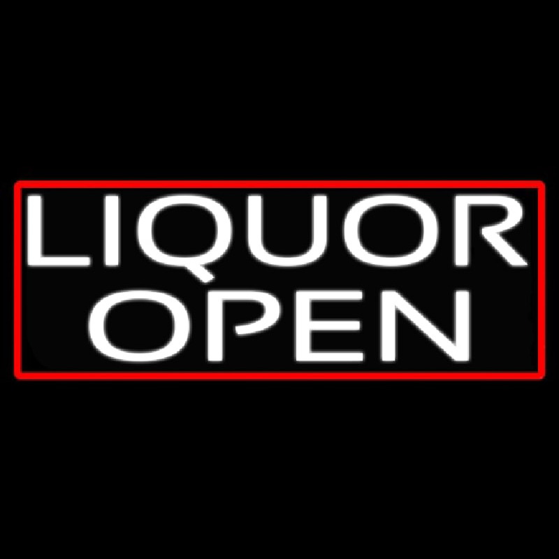 Custom Liquor Open With Red Border Neon Sign USA
