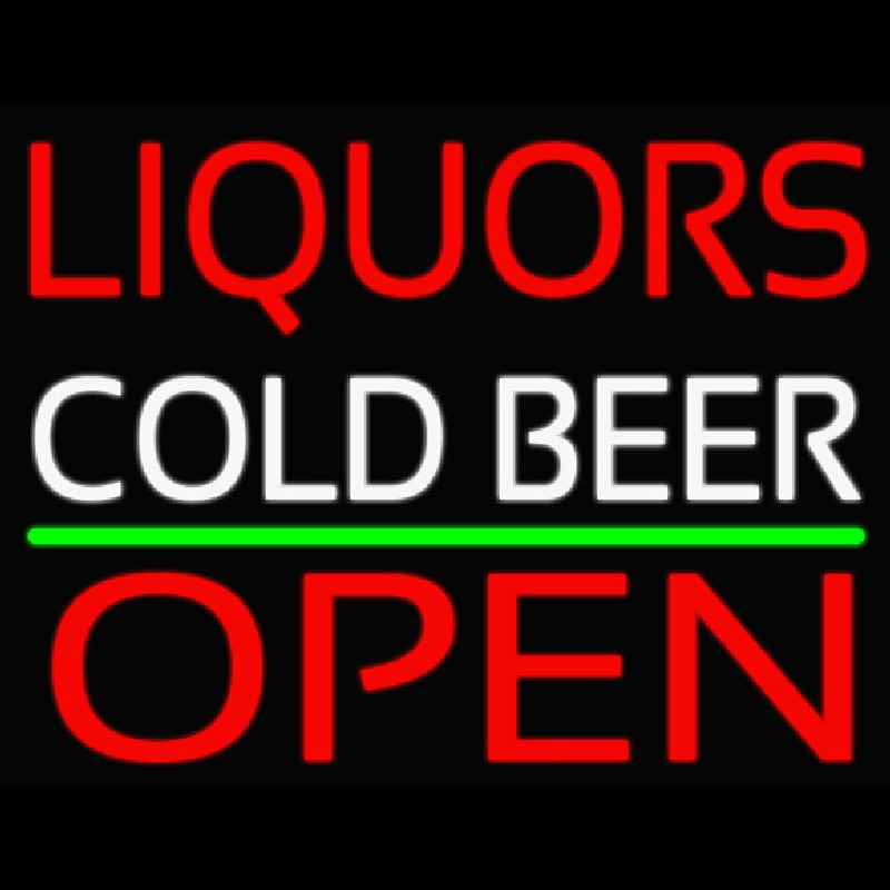Custom Liquors Cold Beer Open 1 Neon Sign USA