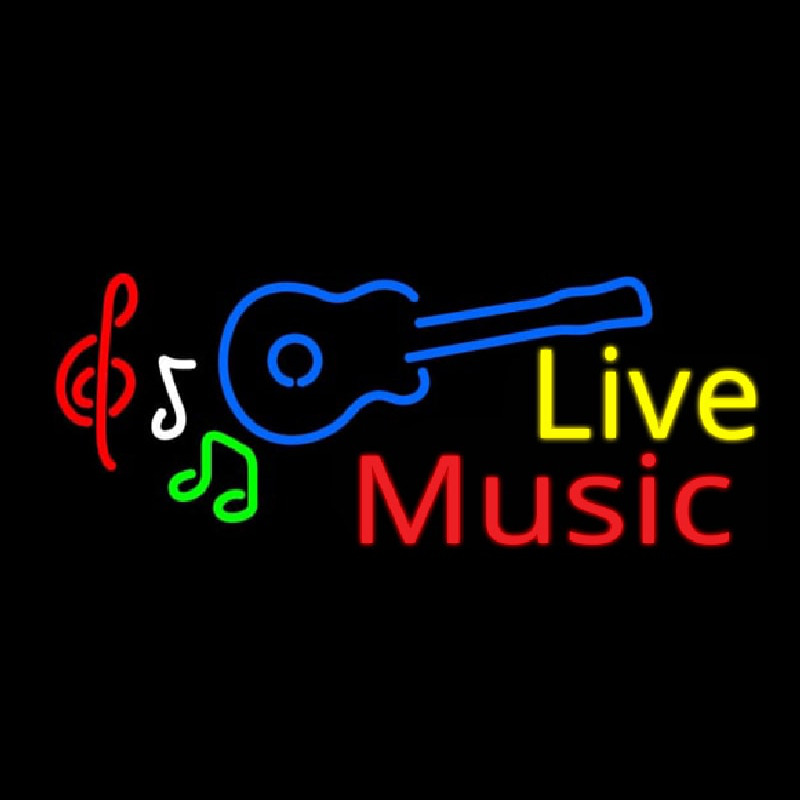 Custom Live Music With Guitar Neon Sign USA