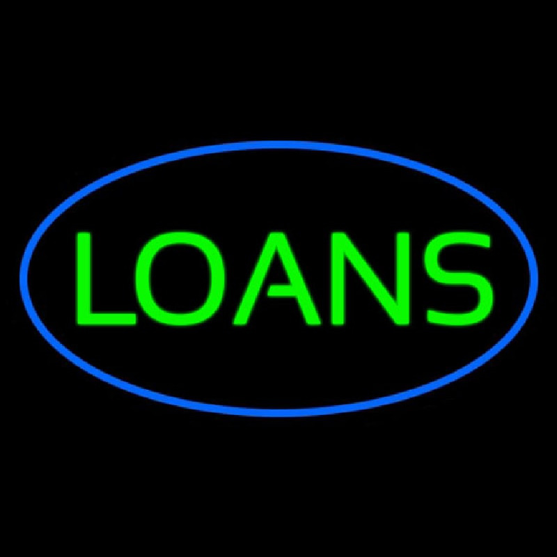 Custom Loans Oval Blue Neon Sign USA