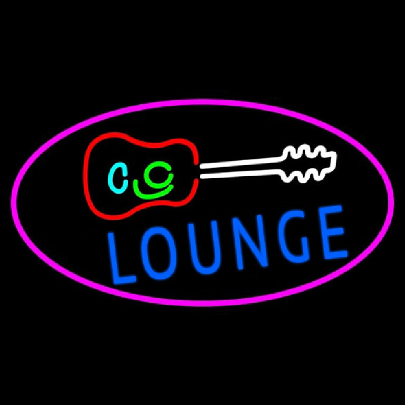 Custom Lounge And Guitar Oval With Pink Border Neon Sign USA