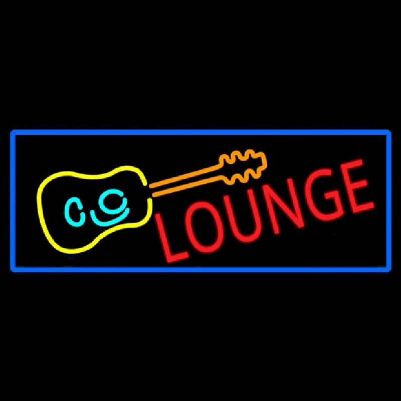 Custom Lounge And Guitar With Blue Border Neon Sign USA