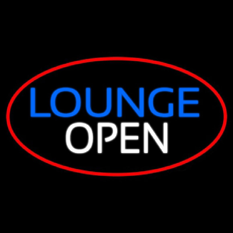 Custom Lounge Open Oval With Red Border Neon Sign USA