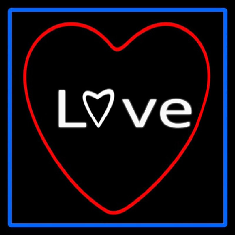 Custom Love Red Heart With Blue Border Neon Sign USA