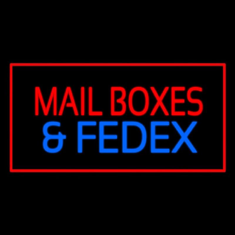 Custom Mail Boxes And Fedex Rectangle Red Neon Sign USA