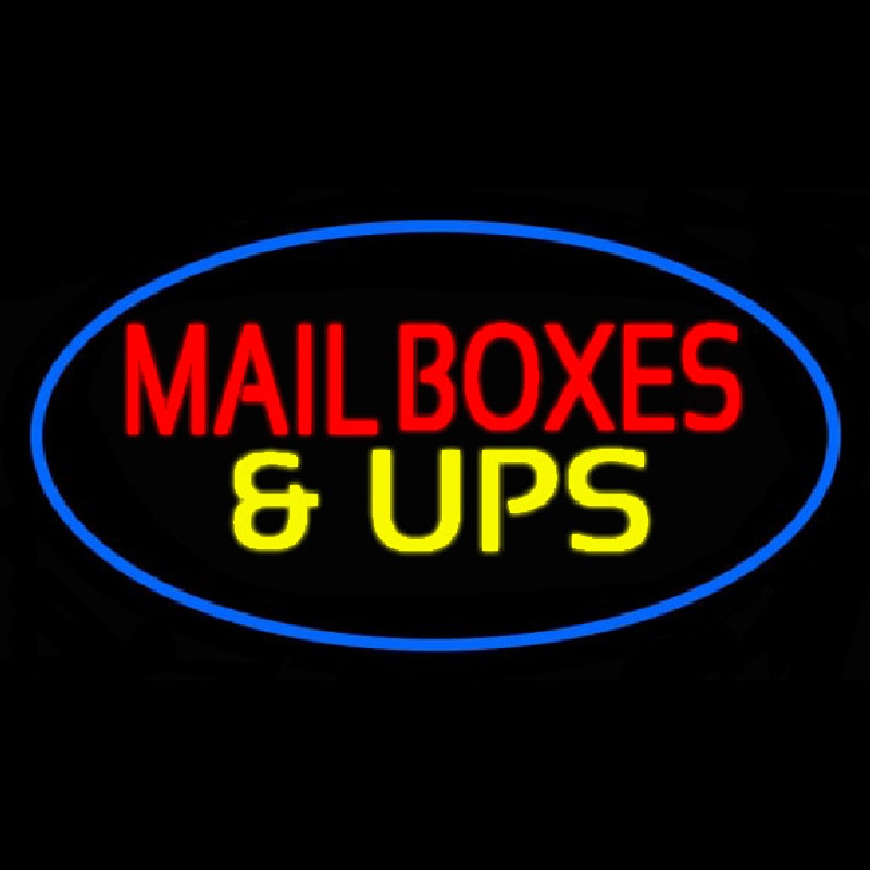 Custom Mail Boxes And Ups Oval Blue Neon Sign USA