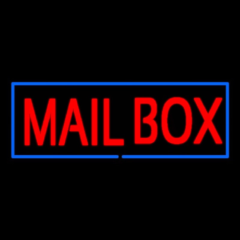 Custom Mailbox Block Blue Border Neon Sign USA