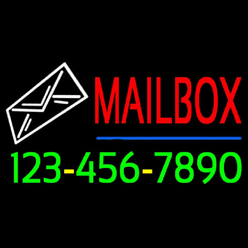 Custom Mailbox Blue Line Phone Number Neon Sign USA