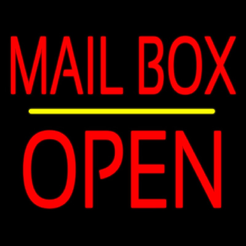 Custom Mailbox Open Block Yellow Line Neon Sign USA
