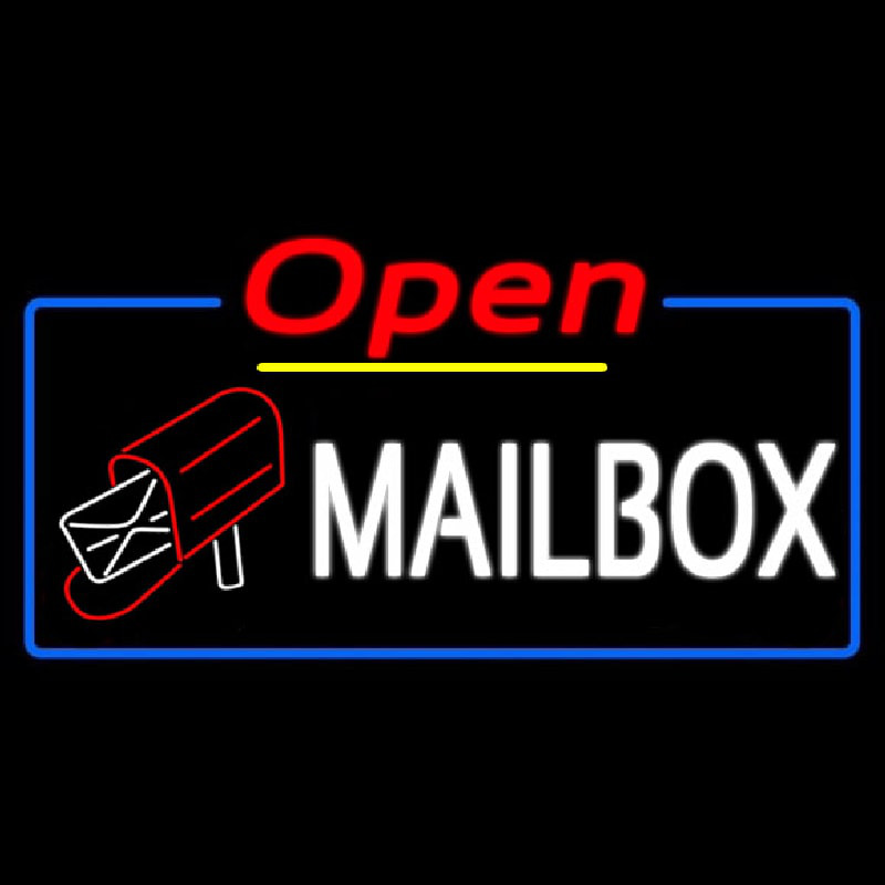 Custom Mailbox Red Logo With Open 4 Neon Sign USA