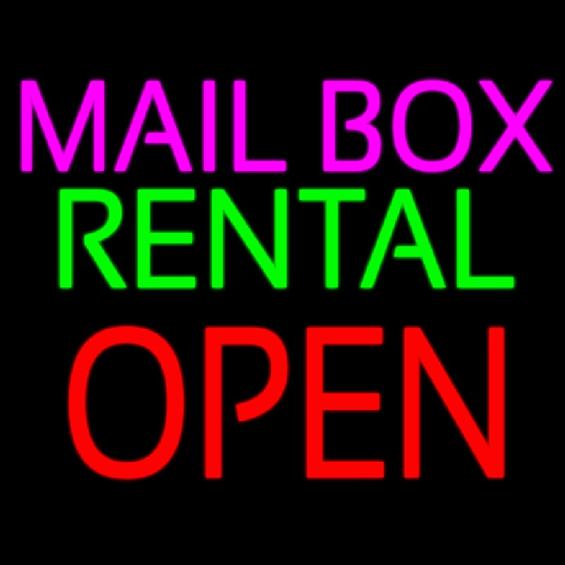 Custom Mailbox Rental Open Block Neon Sign USA