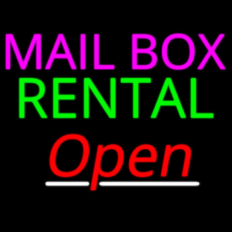 Custom Mailbox Rental Open Neon Sign USA