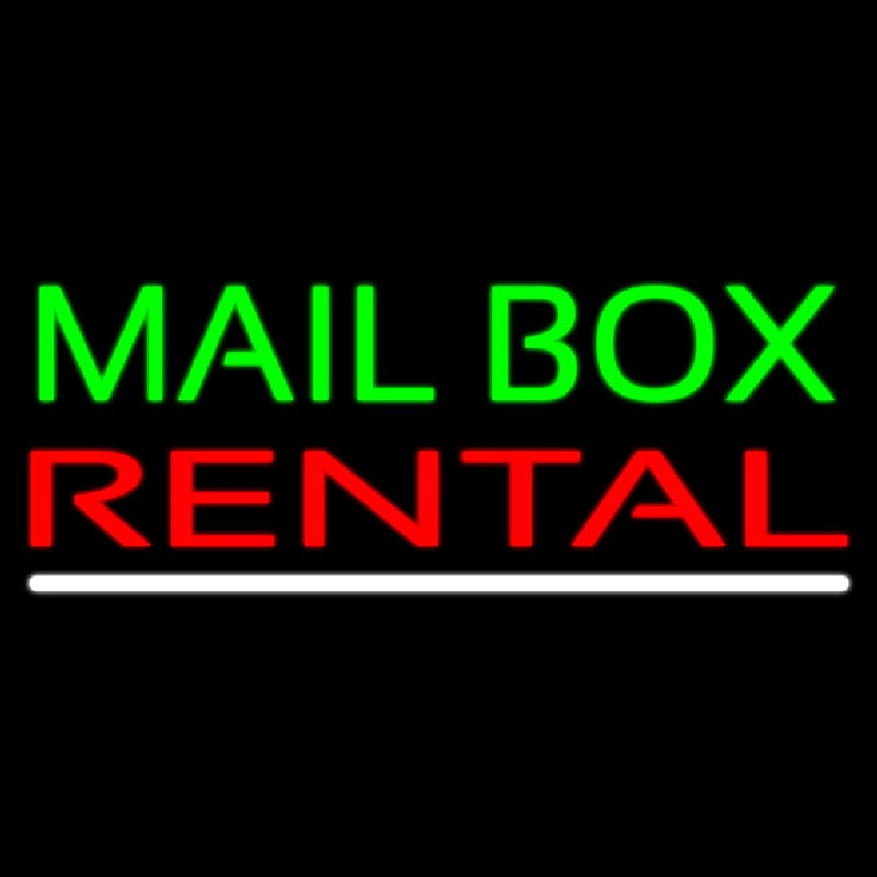 Custom Mailbox Rental White Line Neon Sign USA