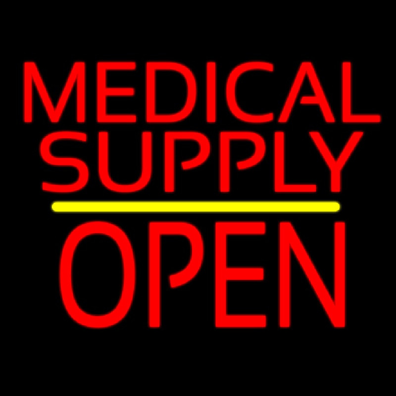 Custom Medical Supply Block Open Yellow Line Neon Sign USA