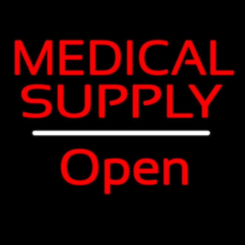 Custom Medical Supply Open White Line Neon Sign USA