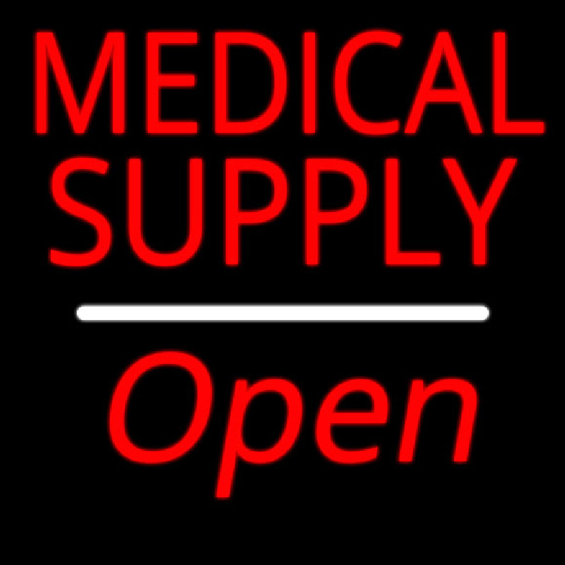 Custom Medical Supply Script1 Open White Line Neon Sign USA