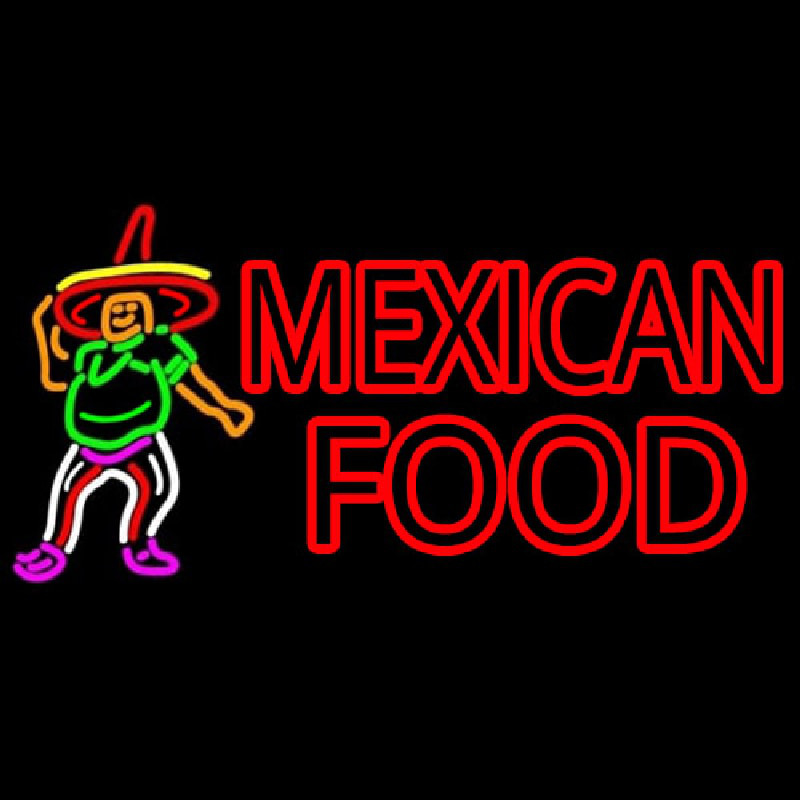 Custom Mexican Food Man Logo Neon Sign USA