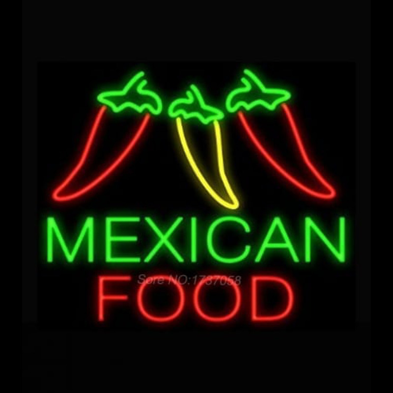 Custom Mexican Food Three Peppers Neon Sign USA